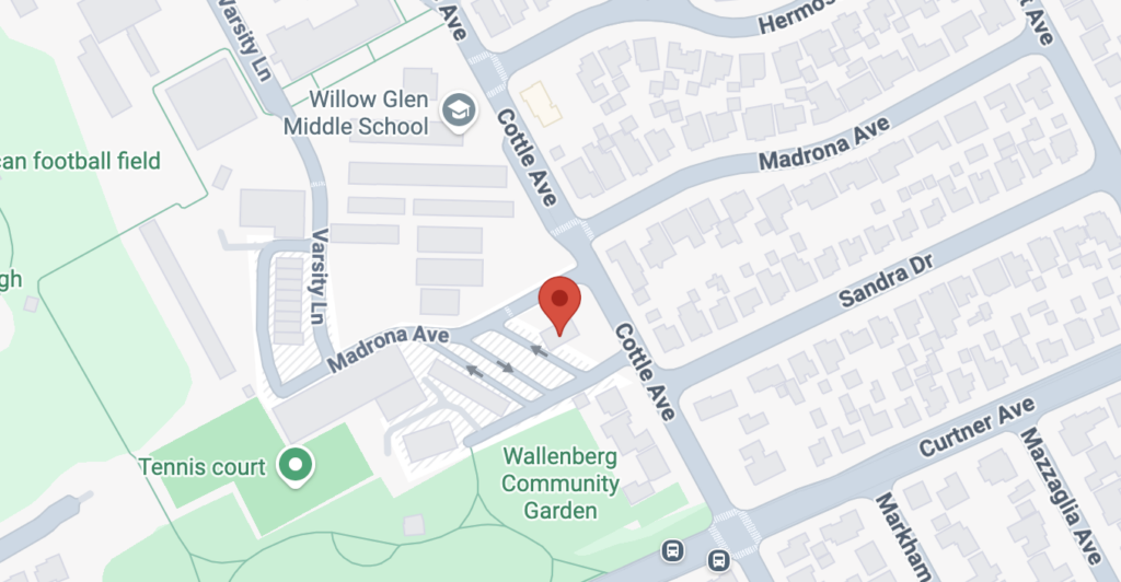 Map showing Willow Glen Middle School area.