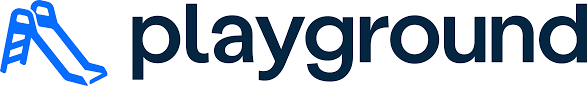 Blue slide logo with word playground