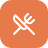 Orange icon with fork and knife symbol.