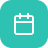 Calendar icon on a teal background.
