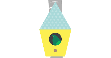 Birdhouse with a bird on tree.