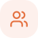 Orange user icon on black circular background.