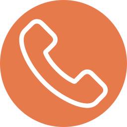 Orange circle with white phone icon.