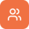 Orange user icon with person silhouette.